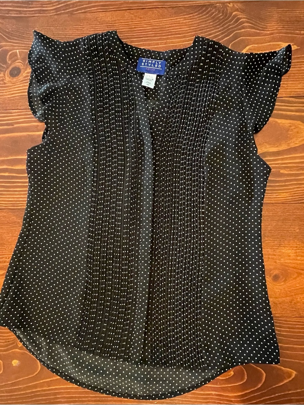 Simply Styled Petite Navy Polka Dot Pleated Flutter Sleeve Blouse XSP
